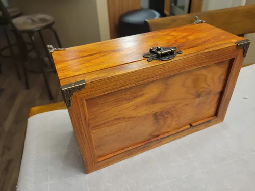 The box with hardware mounted, shown at an angle