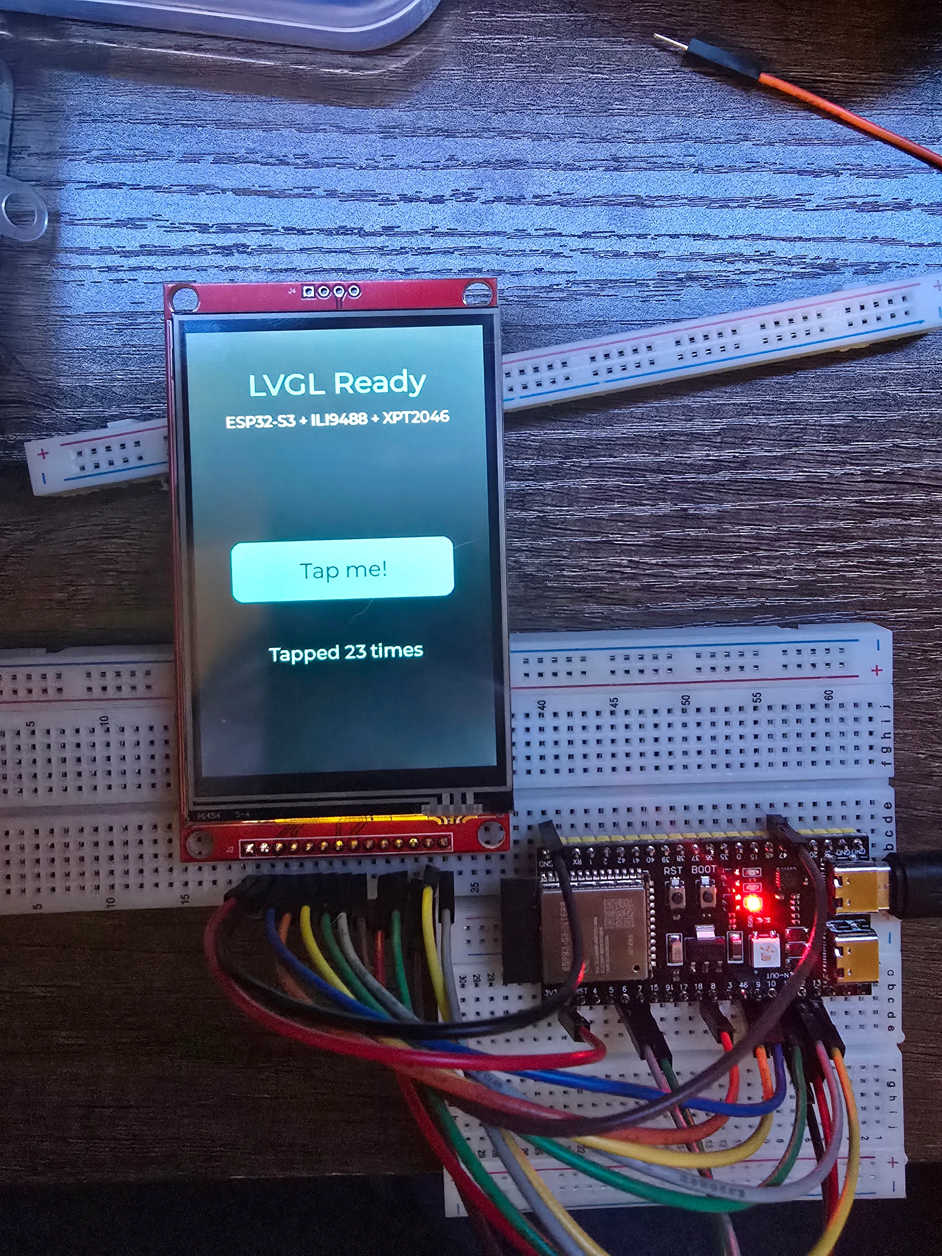 Early breadboard build using the touchscreen display