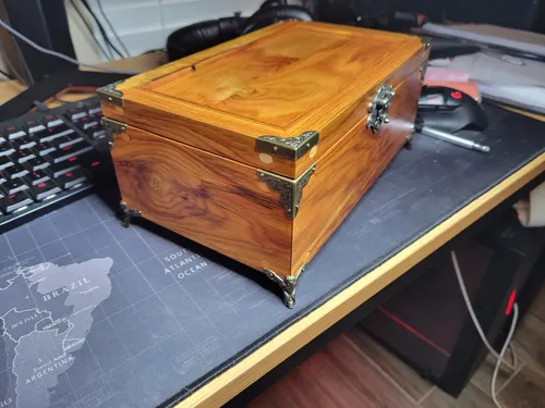 Finished canarywood box shown at an angle