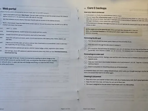 The printed booklet pages stapled down the fold