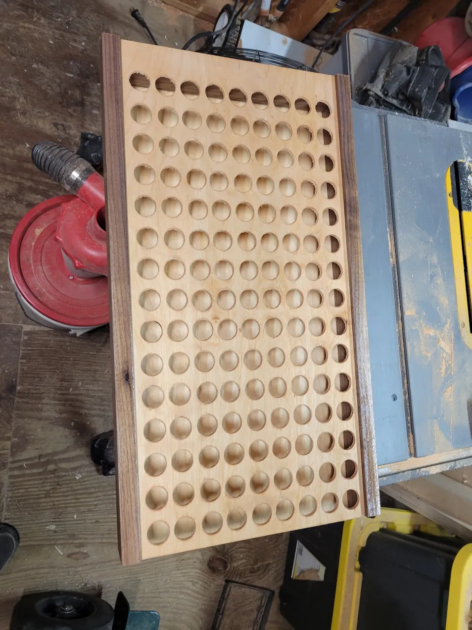 Front panel with walnut side edging glued on